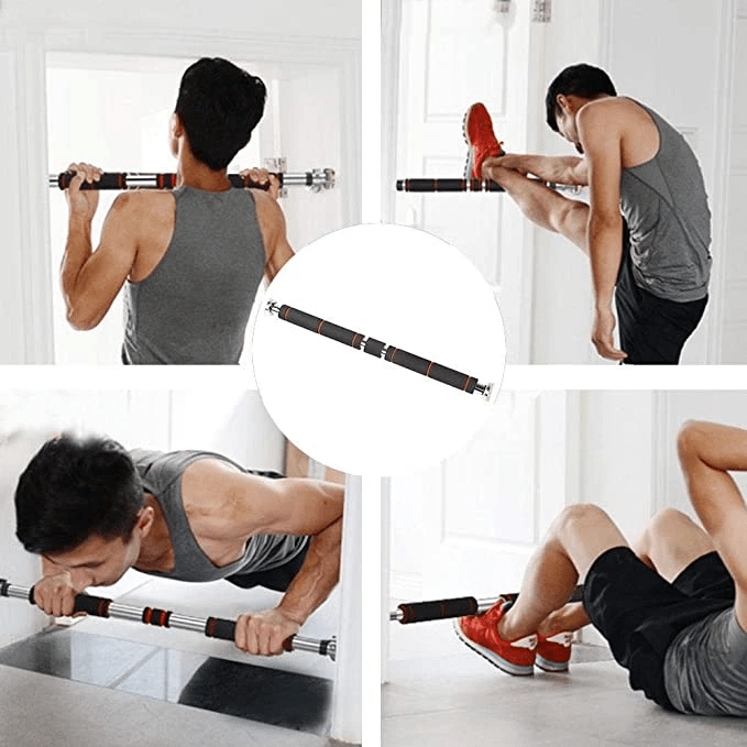Person modeling Redge Fit Pull-Up Bar Available at https://www.getredge.com/products/redge-adjustable-pull-up-bar