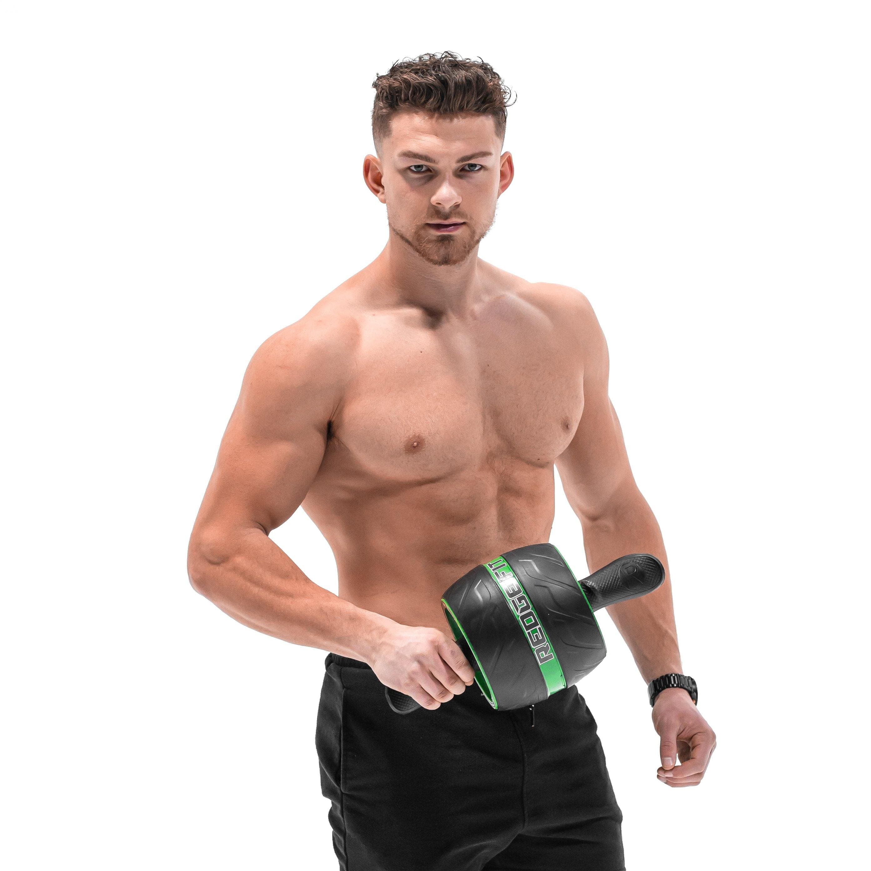  Man modeling the Redge Fit Rebound AB Roller Available at https://www.getredge.com/products/redge-fit-rebound-ab-roller