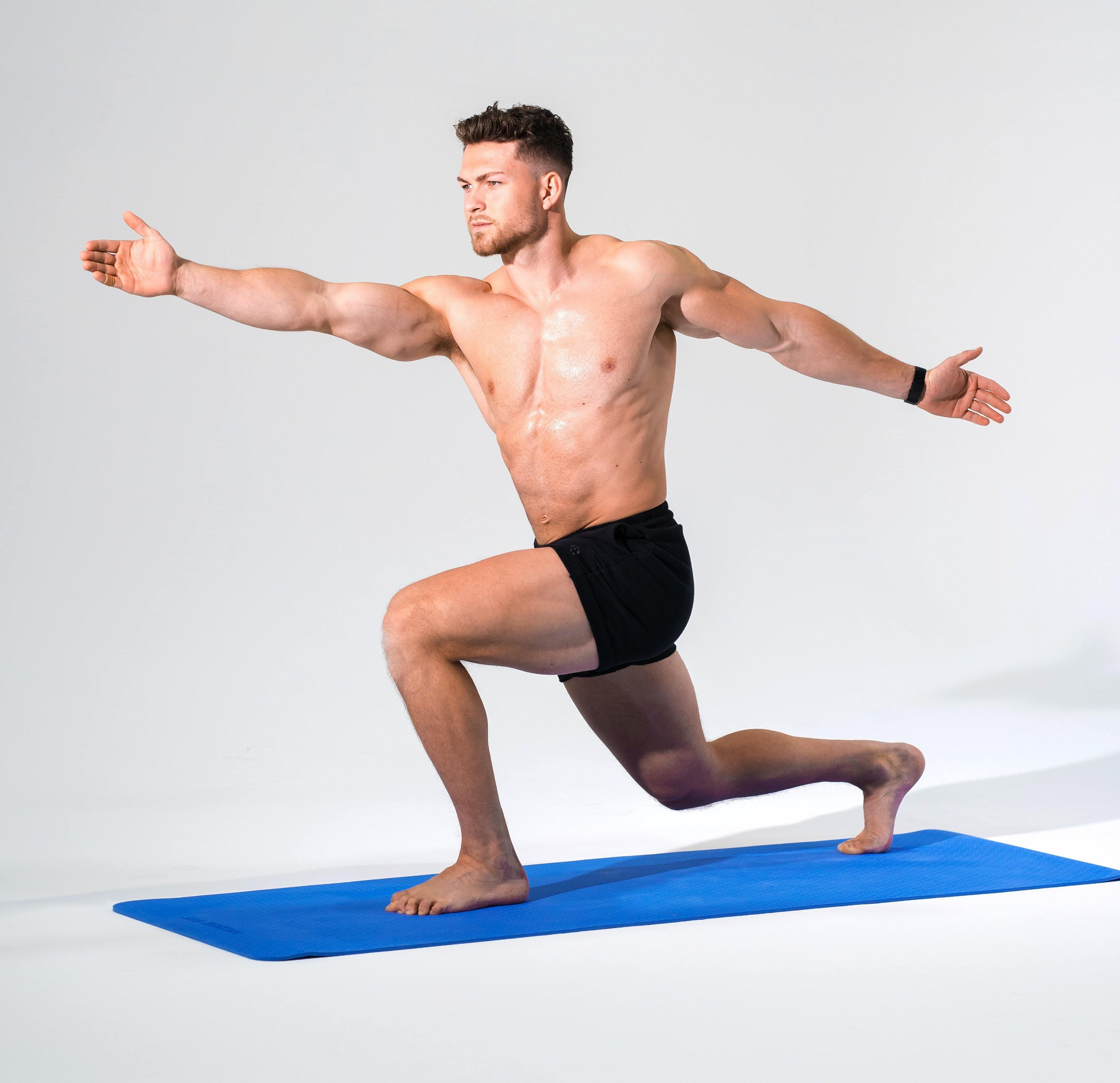 Man modeling the Redge Fit Double Sided Workout Mat Available at https://www.getredge.com/products/redge-workout-mat