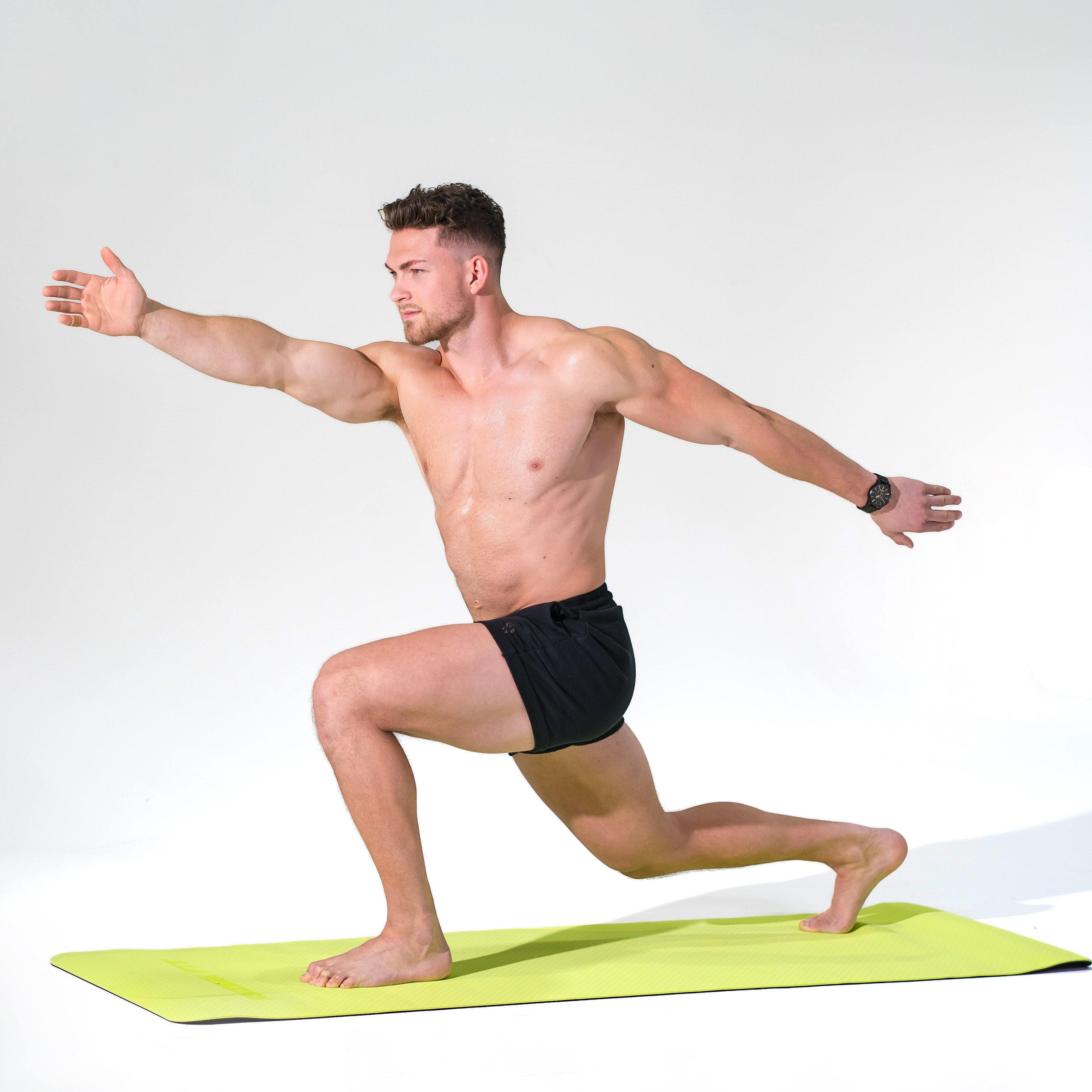 Man modeling the Redge Fit Double Sided Workout Mat Available at https://www.getredge.com/products/redge-double-sided-workout-mat